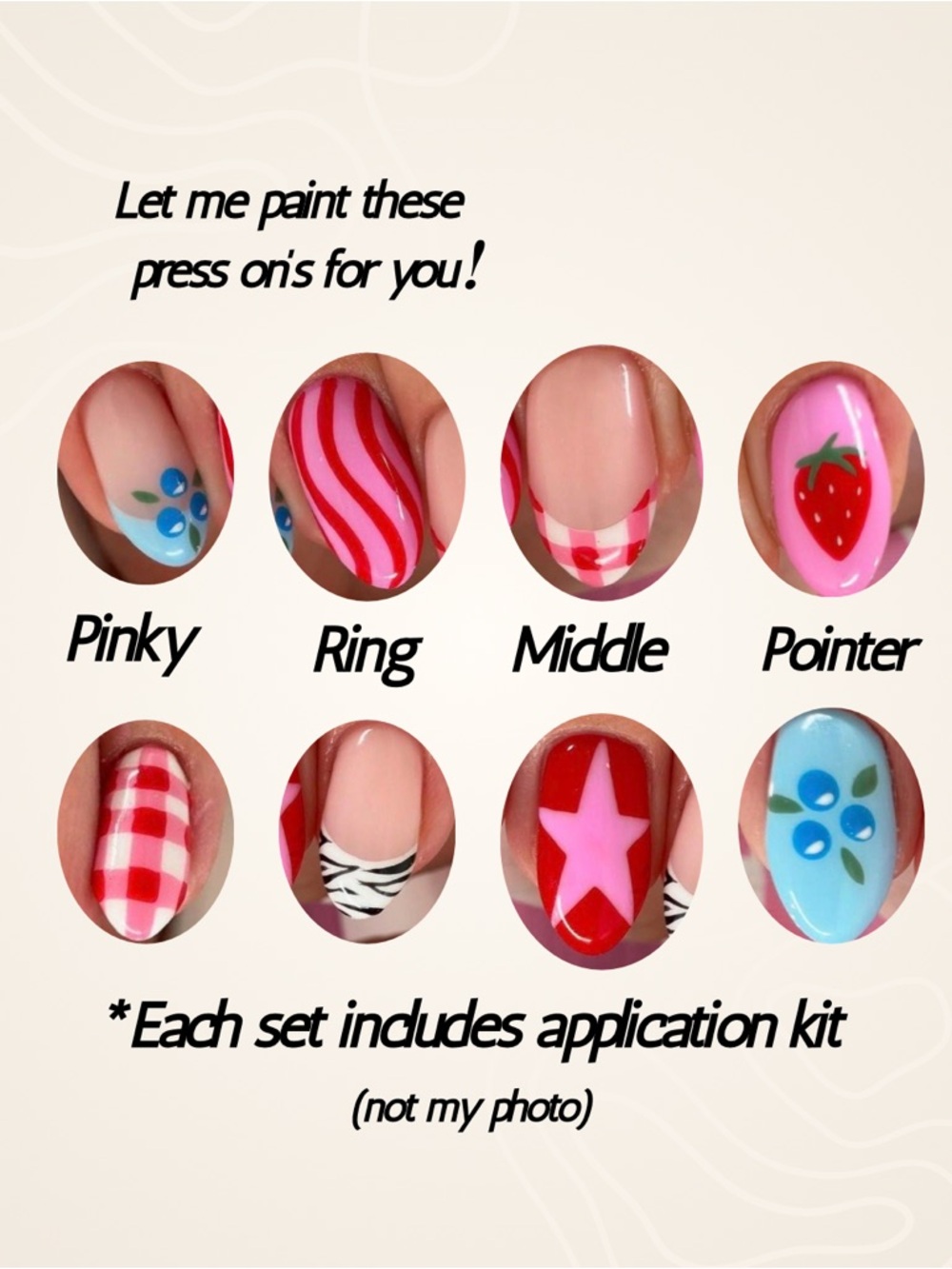 Hand-Painted and customizable Press-On Nail Set!